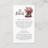 Carte De Visite Rustic Floral Farm Boots Détails du Mariage Info C (Devant)