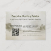 Carte De Visite Rustic Forest Antler Deer Hunting Cabins QR-code (Dos)