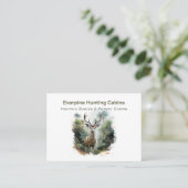 Carte De Visite Rustic Forest Antler Deer Hunting Cabins QR-code (Debout devant)
