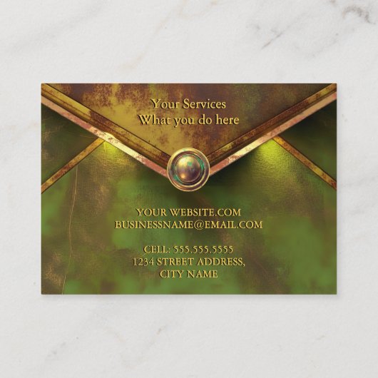Carte De Visite Rustic Gold Handyman Services Verde Green Rust (Dos)
