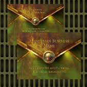Carte De Visite Rustic Gold Handyman Services Verde Green Rust