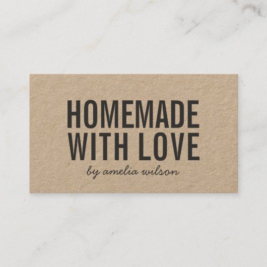 Carte De Visite Rustic Homemade With Love Social Media Kraft (Devant)