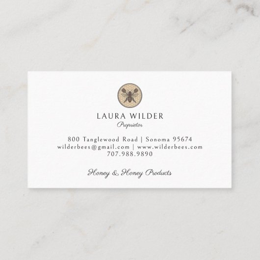 Carte De Visite Rustic Honey Bee Beekeeper Apiary (Dos)