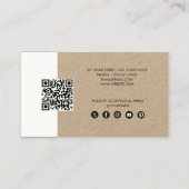 Carte De Visite Rustic Kraft Brown Business Logo QR Code Fidélité (Dos)