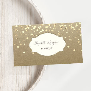 Carte De Visite Rustic Kraft, Cadre Or Confettis