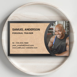 Carte De Visite Rustic Kraft Fitness Photo d'un formateur personne
