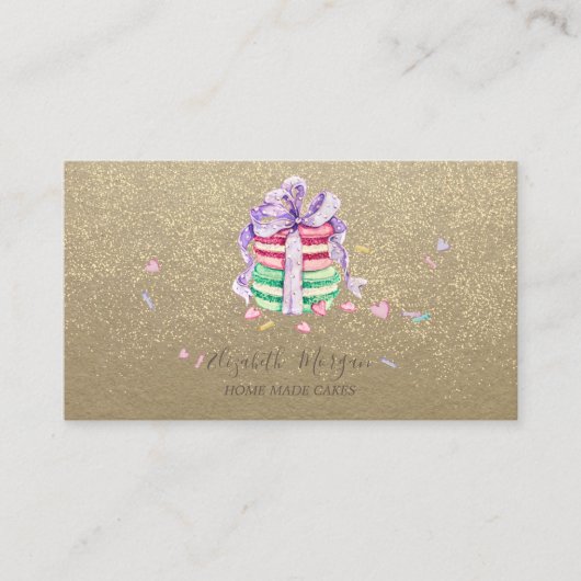Carte De Visite Rustic Kraft, Macarons Gâteaux Faits Main (Devant)