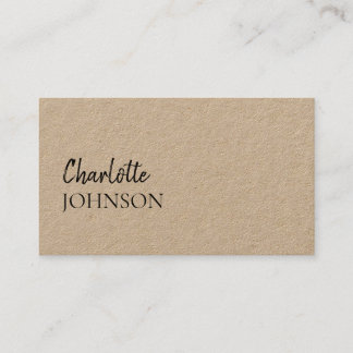 Carte De Visite Rustic Kraft Script | Élégant Minimaliste Artisana