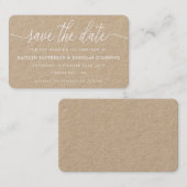 Carte De Visite Rustic Kraft Script Simple Enregistrer La Date (Devant / Derrière)