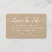 Carte De Visite Rustic Kraft Simple Script Modifier La Date (Devant)