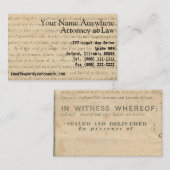 Carte De Visite Rustic Lawyer Card 1860's Document juridique Ephem (Devant / Derrière)