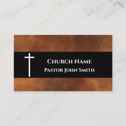 Carte De Visite Rustic Leather Church (Devant)
