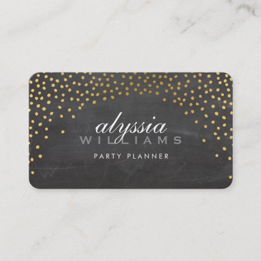 Carte De Visite RUSTIC MINI CONFETTI - joli tableau noir en feuill (Devant)