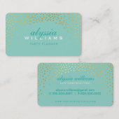 Carte De Visite RUSTIC MINI CONFETTI mignon feuille d'or menthe st (Devant / Derrière)