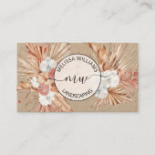 Carte De Visite Rustic Pampas Grass Watercolor Boho Logo (Devant)