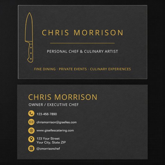 Carte De Visite Rustic Personal Chef Catering Knife