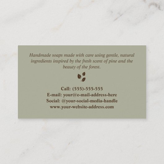 Carte De Visite Rustic Pinecones Nature Photo Handmade Soap Maker (Dos)