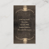 Carte De Visite Rustic Rodeo Brown Texture Tattoo Shop Taureau Tau (Dos)