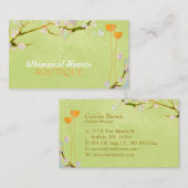 Carte De Visite Rustic Spring Green Deux Coeurs (Devant / Derrière)