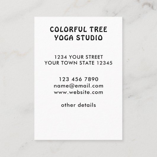 Carte de visite Rustic Tree Yoga Studio (Dos)