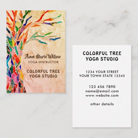 Carte de visite Rustic Tree Yoga Studio (Devant / Derrière)
