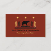 Carte De Visite Rustic Tribal Southwestern Black Bear Restaurant (Devant)
