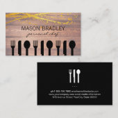 Carte De Visite Rustic Wood Chef exécutif Silverware (Devant / Derrière)