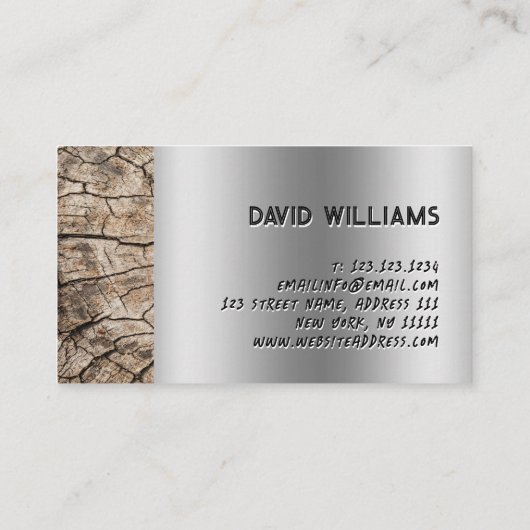 Carte De Visite Rustic Wood Construction Silver Metallic (Dos)