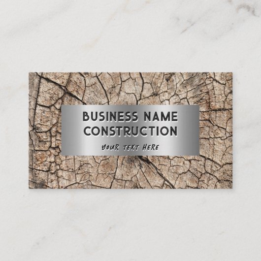 Carte De Visite Rustic Wood Construction Silver Metallic (Devant)