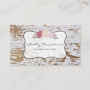 Carte De Visite Rustic Wood Country Ferme Rose Script Entreprise