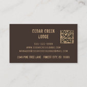 Carte De Visite Rustic Wood Forest Location de propriété Code QR (Dos)