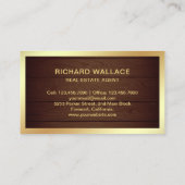 Carte De Visite Rustic Wood Gold Foil Home Logo Agent immobilier (Dos)