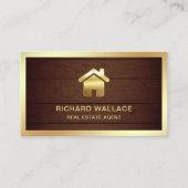 Carte De Visite Rustic Wood Gold Foil Home Logo Agent immobilier (Devant)