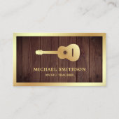 Carte De Visite Rustic Wood Gold Guitare Musique enseignant Guitar (Devant)