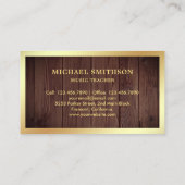 Carte De Visite Rustic Wood Music enseignant Gold Drummer Kit (Dos)