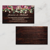 Carte De Visite Rustic Wood String Lumières Bourgogne Site Mariage (Devant / Derrière)