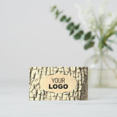 Carte De Visite Rustique Arbre Barque Ovale Gold Frontière Bois Gr (Debout devant)