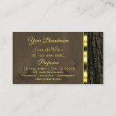 Carte De Visite Rustique Arbre Brown foncé Barre Grain Gold Bordur (Dos)