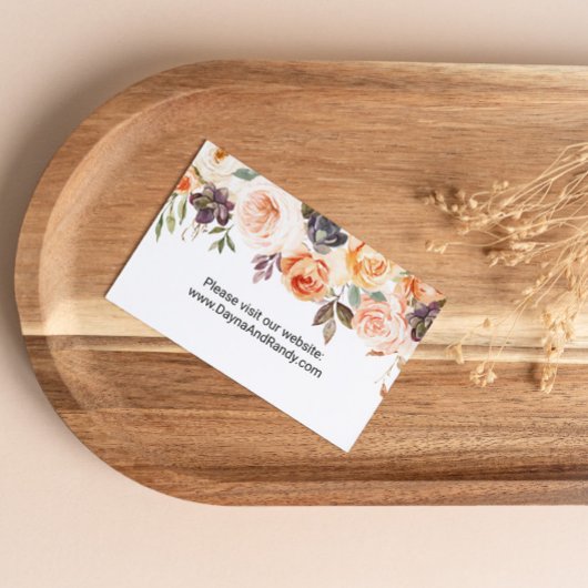 Carte De Visite Rustique Automne élégant Floral Website Insérer ca