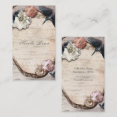 Carte De Visite Rustique Blanc Birch Floral & Hummingbird Élégant (Devant / Derrière)