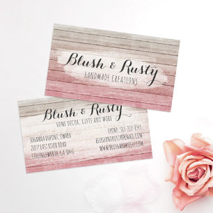 Carte De Visite Rustique Bois Blush rose Ombre Chic Cottage Chic