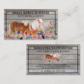 Carte De Visite Rustique Bois Club Pony Floral Petit Cheval (Devant / Derrière)