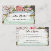 Carte De Visite Rustique Bois Flora Antique Shop Restauration Vint (Devant / Derrière)