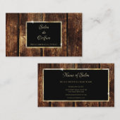 Carte De Visite Rustique Bois foncé élégant Cadre Or Salon de Beau (Devant / Derrière)