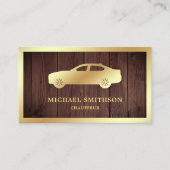 Carte De Visite Rustique Bois Gold Car Professionnel Chauffeur (Devant)