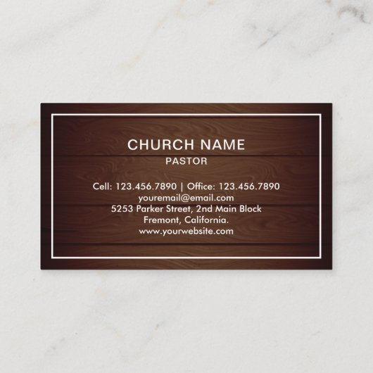 Carte De Visite Rustique Bois Jésus Christ Cross Pasteur (Dos)