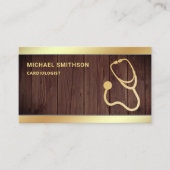 Carte De Visite Rustique Bois Or Stethoscope Médicale Professionne (Devant)
