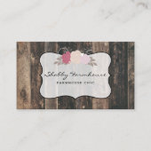 Carte De Visite Rustique Bois Pays Agritourisme Script Rose (Devant)