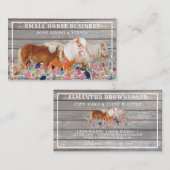 Carte De Visite Rustique Bois Ride Club Pony Floral Petits chevaux (Devant / Derrière)