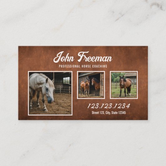 Carte De Visite Rustique Brown Horse photo équestre (Devant)